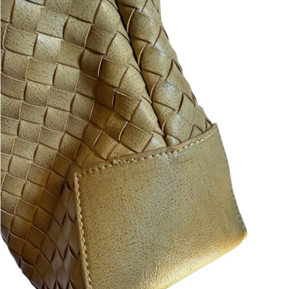 Urban Expressions Large Natural Woven Vegan Leather Handbag Purse Tote Preowned - Picture 12 of 14